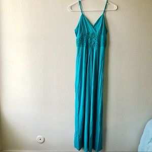 Forever 21 Teal Blue Crochet Lace Maxi Dress